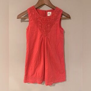 Mini Boden Coral Lace Neckline Dress Girls 9-10Y Sleeveless Cotton